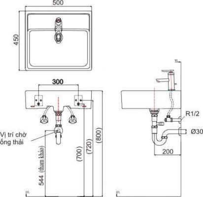 Bản Vẽ Kỹ Thuật Chậu Rửa Mặt Lavabo INAX L_293V