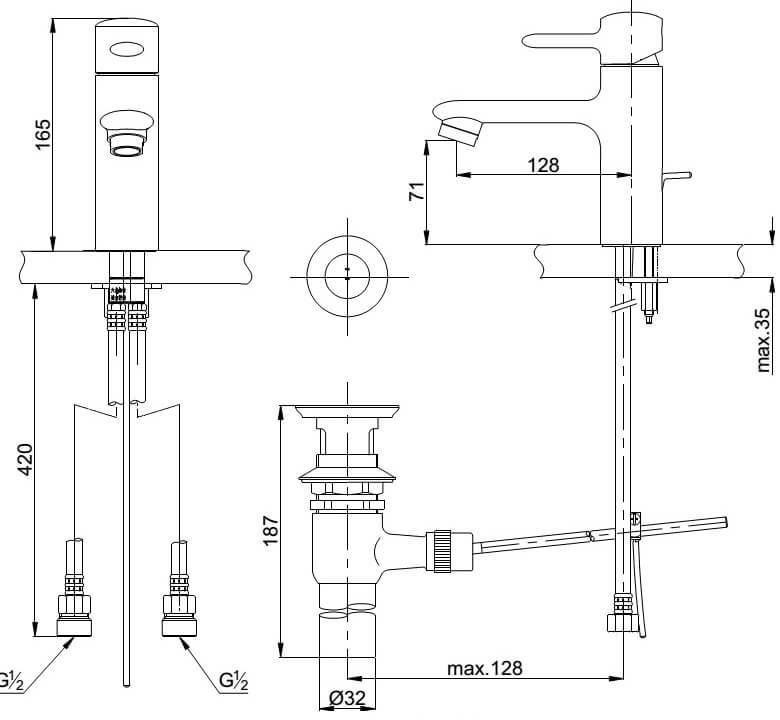Bản Vẽ Kỹ Thuật Vòi Chậu LaVaBo TOTODL342