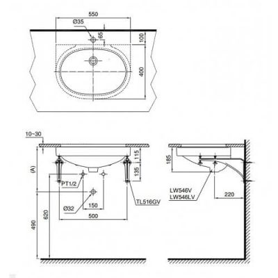 Bản vẽ kỹ thuật chậu rửa ToTo LT546
