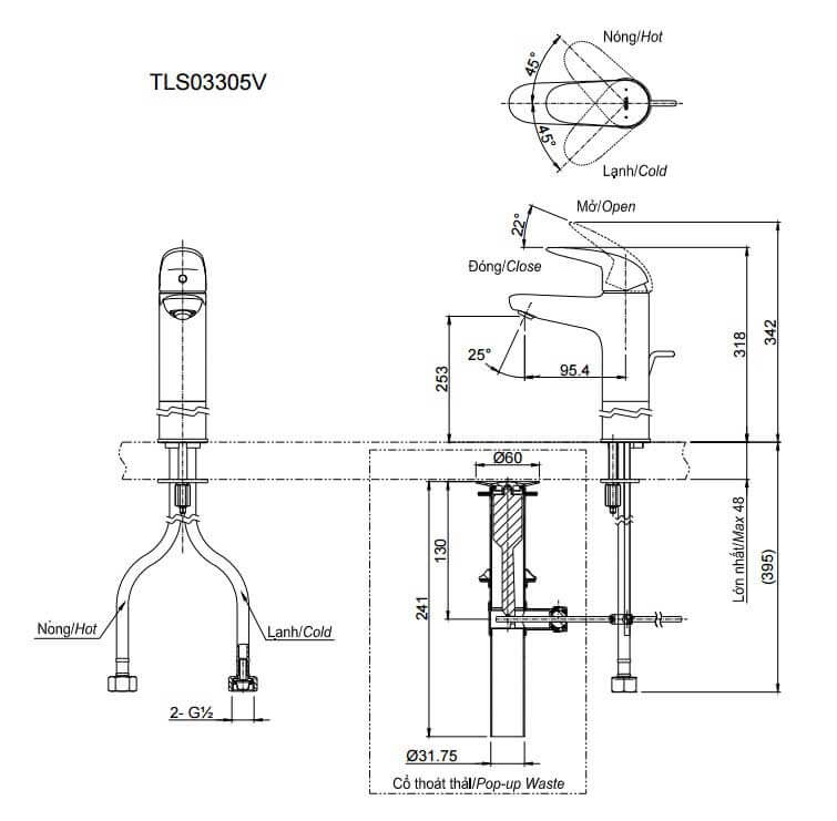 Bản Vẽ Kỹ Thuật Vòi LaVaBo TOTO TLS03305V