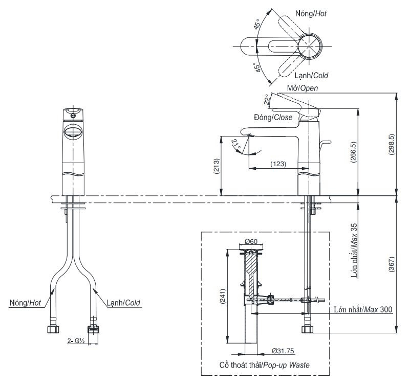 Bản Vẽ Kỹ Thuật Vòi LaVaBo TOTO TX116LQBR