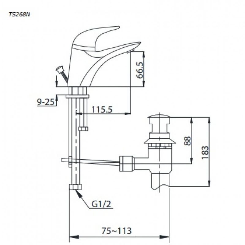 Bản Vẽ Kỹ Thuật Vòi LaVaBo TOTO TS268N
