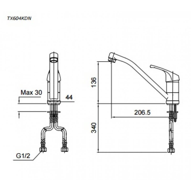 Bản vẽ kỹ thuật Vòi Rửa TOTO TX604KDN