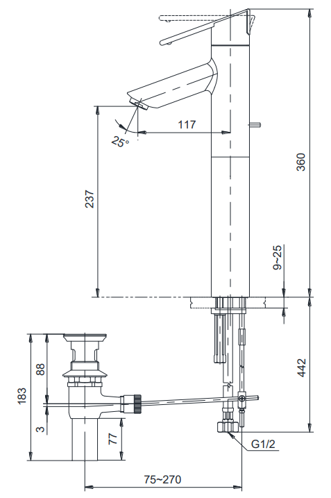 Bản Vẽ Kỹ Thuật Vòi LaVaBo TOTOTS240AY