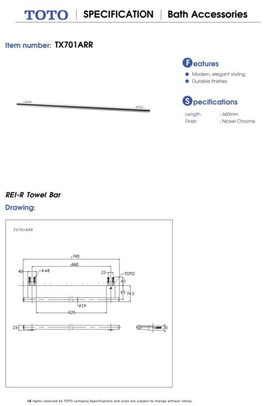 Bản Vẽ Kỹ Thuật Thanh Vắt Khăn Tắm TX701ARR