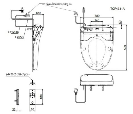 Thông Số Kỹ Thuật Nắp Rửa Điện Tử Washlet TOTO