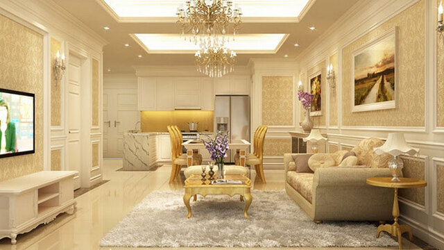 Màu vàng tươi sáng của gạch 30x60 trong không gian phòng khách