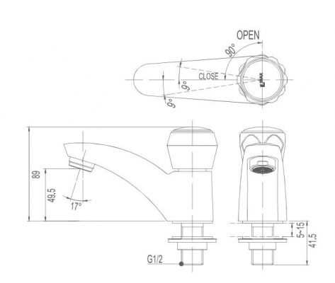 Bản Vẽ Kỹ Thuật Vòi Chậu Lavabo INAX LFV_12A