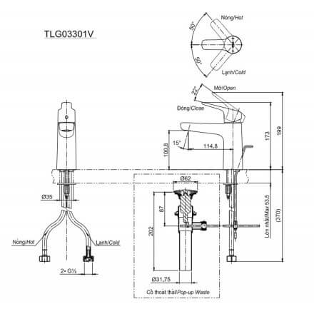 Bản vẽ kỹ thuật Vòi LaVaBo TOTO TLG03301V