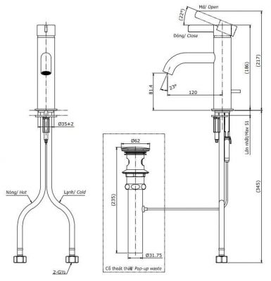 Bản Vẽ Kỹ Thuật Vòi Lavabo ToToLG11301V
