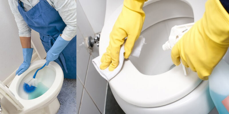 Tiến Hành Vệ Sinh Bàn Cầu Inax