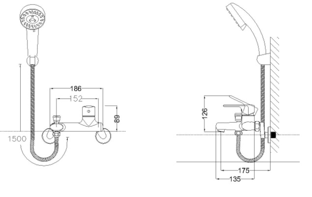 Bản vẽ kỹ thuật vòi sen tắm nóng lạnh caesar S 433C