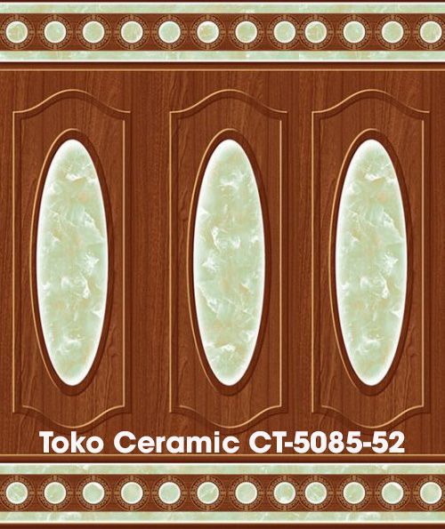 Dòng gạch vân gỗ ToKo CT-5085-52 với vân màu nâu đậm cùng với hoạ tiết màu vân đá xanh