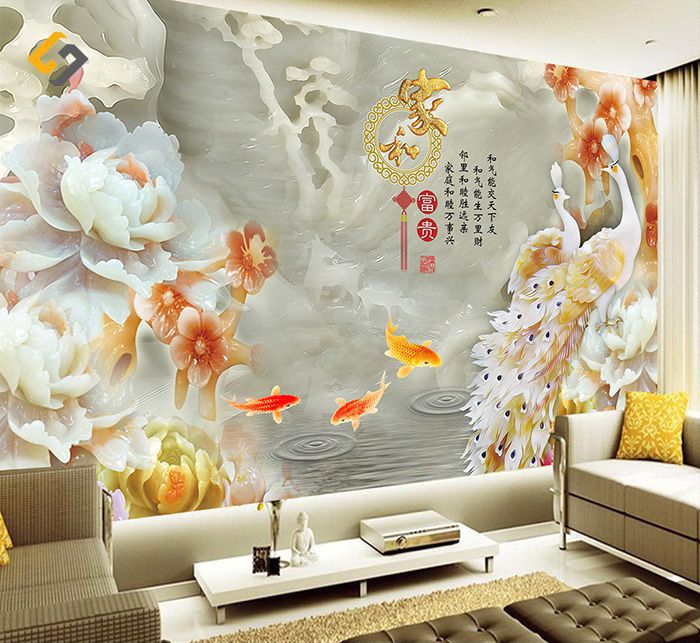 Không gian phòng khách sẽ trở nên thu hút với bộ gạch 3D chân thật