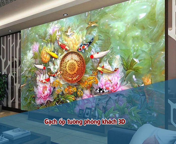 Gạch ốp tường phòng khách 3D tạo nên sức hấp dẫn mãnh liệt