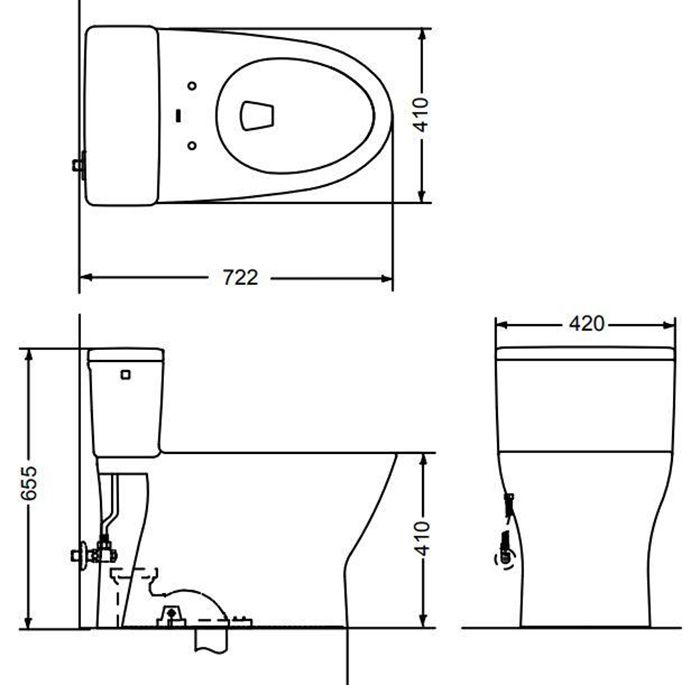 Bản vẽ kỹ thuật Bồn Cầu Điện Tử TOTO MS188VKW11