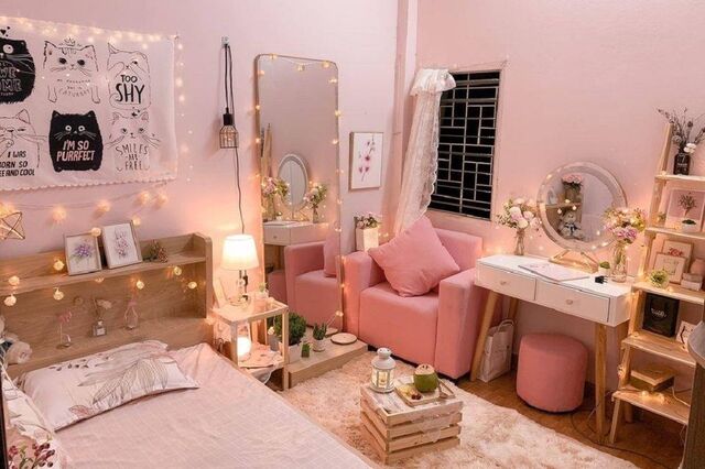 Trang trí phòng ngủ với màu hồng dịu dàng