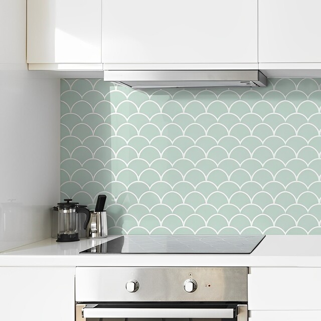 Phòng bếp xanh mát với màu mint tuyệt đẹp