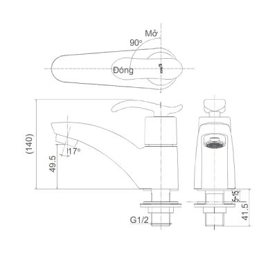 Bản vẽ kỹ thuật vòi lạnh Inax LFV-11A