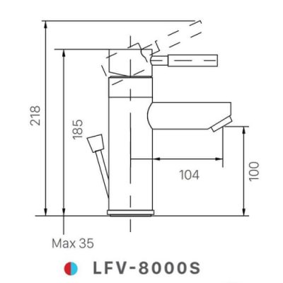 Bản vẽ kỹ thuật vòi lavabo INAX LFV-8000S