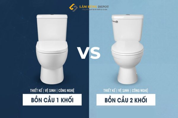 So sánh bồn cầu 1 khối và 2 khối Ưu nhược điểm, nên chọn loại nào